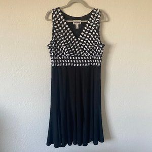 Joseph Ribkoff Womens Dress Ruffle Minimalist Size 14 Tank Fit & Flare V Neck